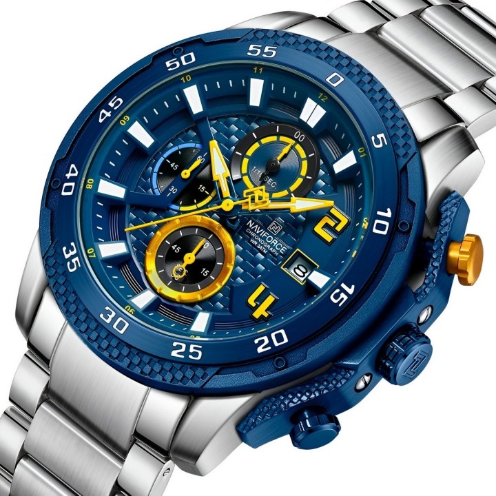 Reloj Naviforce Casual Nf8047s Crono Hombre Acero+ Estuche