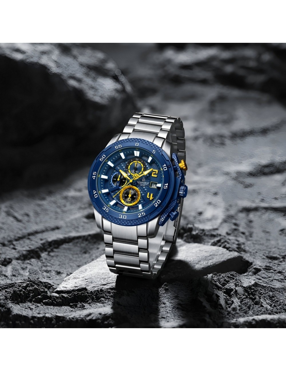 Reloj Naviforce Casual Nf8047s Crono Hombre Acero+ Estuche