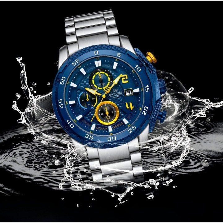 Reloj Naviforce Casual Nf8047s Crono Hombre Acero+ Estuche