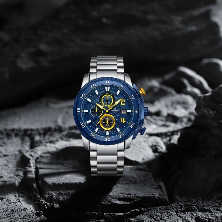 Reloj Naviforce Casual Nf8047s Crono Hombre Acero+ Estuche