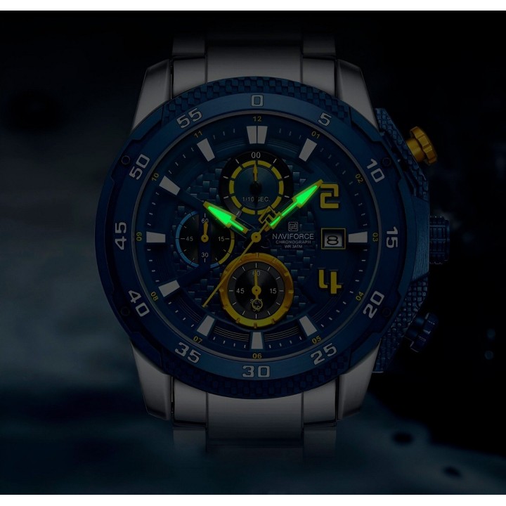 Reloj Naviforce Casual Nf8047s Crono Hombre Acero+ Estuche