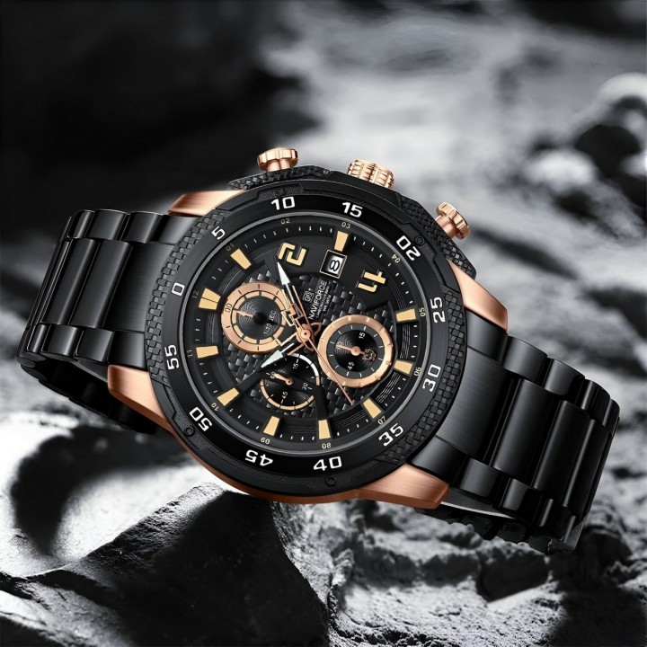 Reloj Naviforce Casual Nf8047s Crono Hombre Acero+ Estuche
