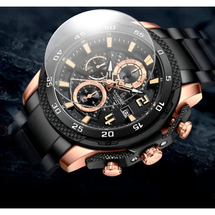 Reloj Naviforce Casual Nf8047s Crono Hombre Acero+ Estuche