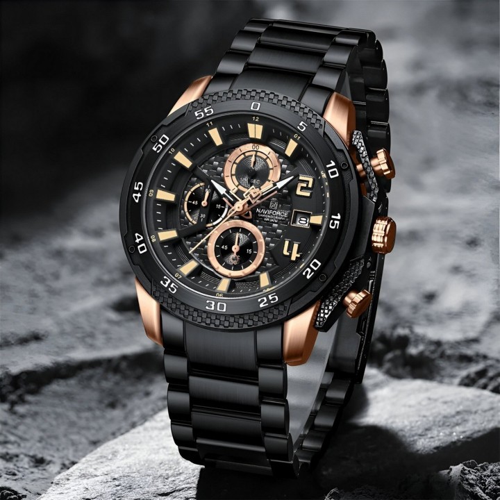 Reloj Naviforce Casual Nf8047s Crono Hombre Acero+ Estuche