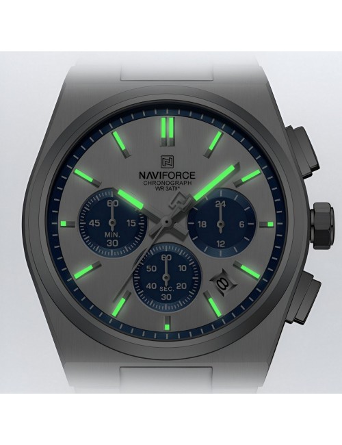 Reloj Naviforce Casual Nf8048g Crono Hombre Acero+ Estuche