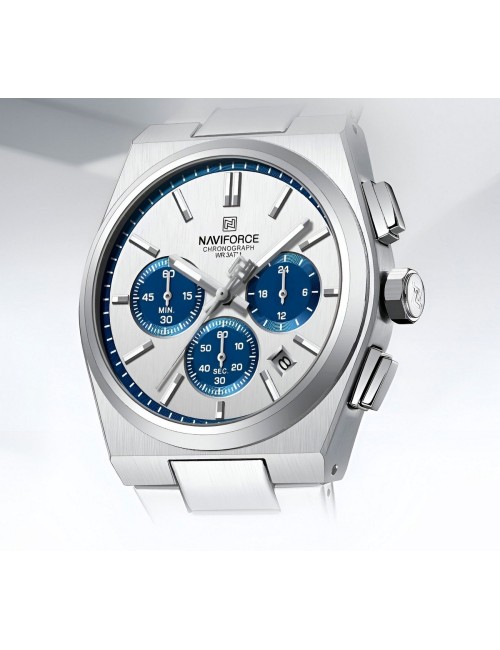 Reloj Naviforce Casual Nf8048g Crono Hombre Acero+ Estuche