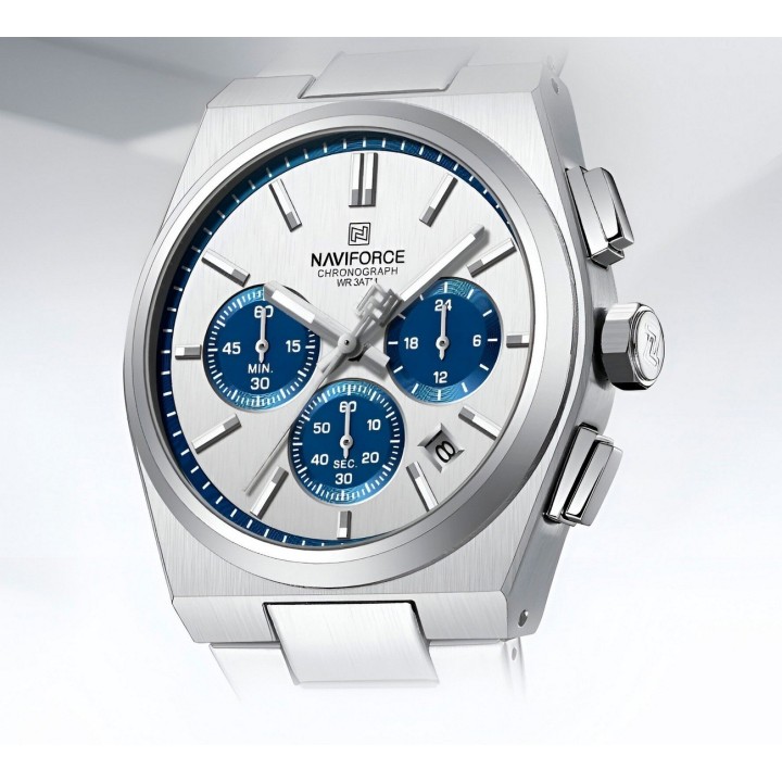 Reloj Naviforce Casual Nf8048g Crono Hombre Acero+ Estuche