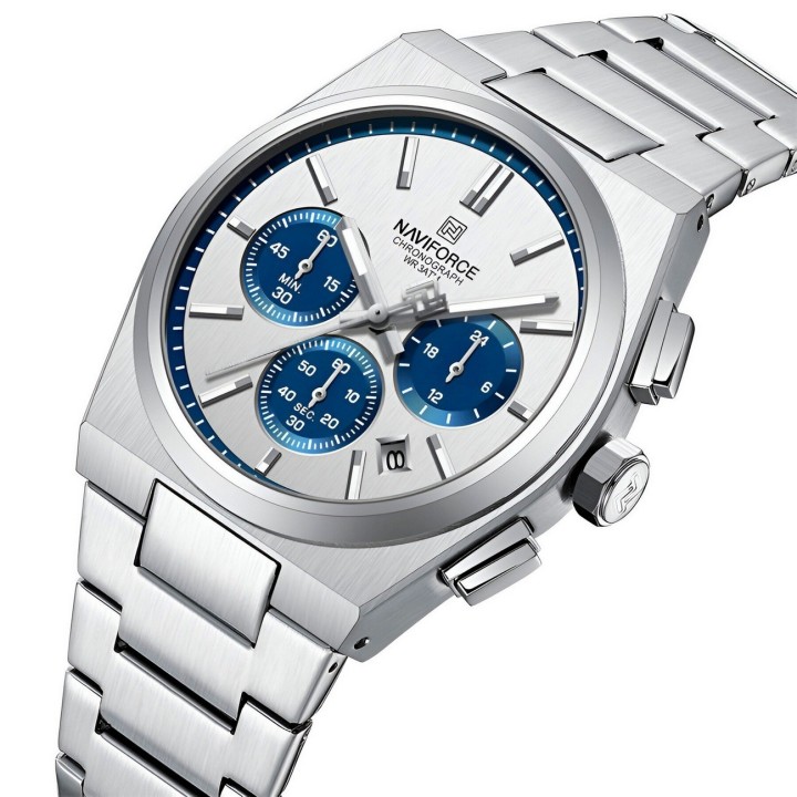Reloj Naviforce Casual Nf8048g Crono Hombre Acero+ Estuche