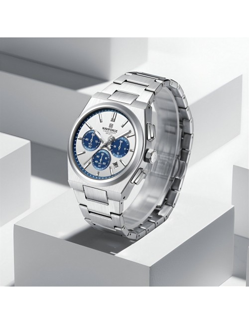 Reloj Naviforce Casual Nf8048g Crono Hombre Acero+ Estuche