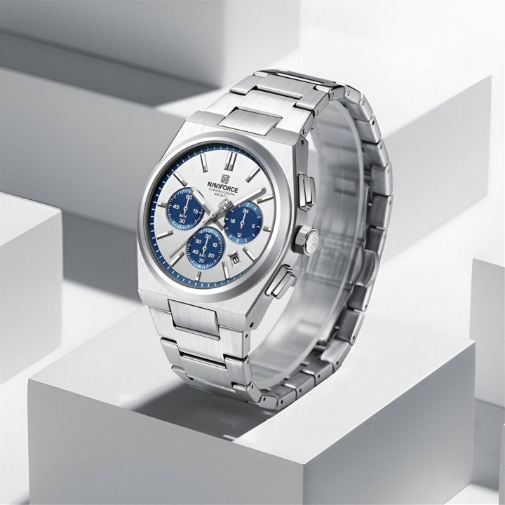 Reloj Naviforce Casual Nf8048g Crono Hombre Acero+ Estuche
