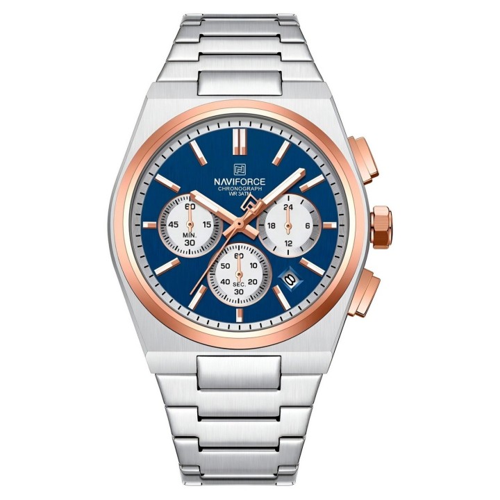 Reloj Naviforce Casual Nf8048g Crono Hombre Acero+ Estuche