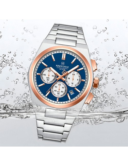 Reloj Naviforce Casual Nf8048g Crono Hombre Acero+ Estuche