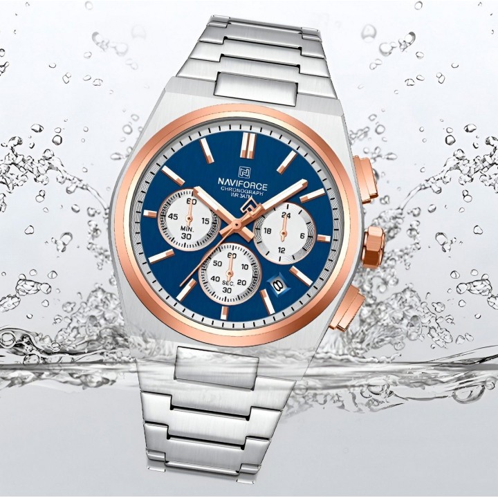 Reloj Naviforce Casual Nf8048g Crono Hombre Acero+ Estuche