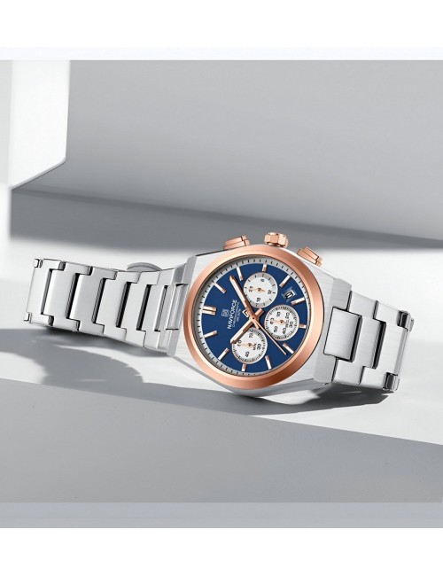 Reloj Naviforce Casual Nf8048g Crono Hombre Acero+ Estuche