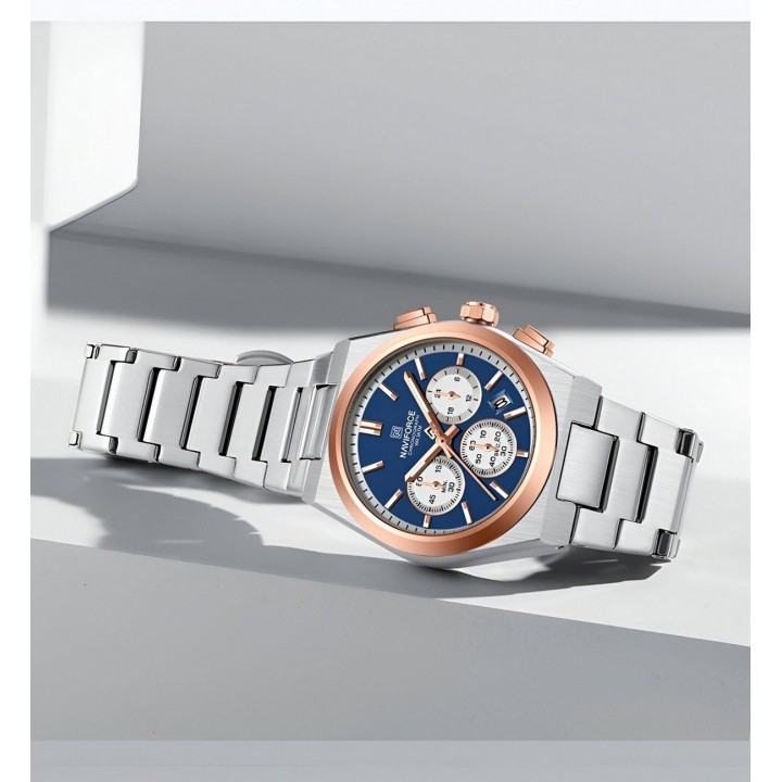 Reloj Naviforce Casual Nf8048g Crono Hombre Acero+ Estuche