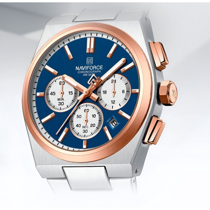 Reloj Naviforce Casual Nf8048g Crono Hombre Acero+ Estuche