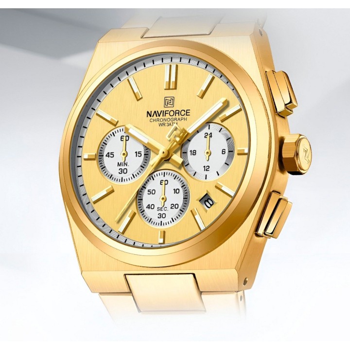 Reloj Naviforce Casual Nf8048g Crono Hombre Acero+ Estuche