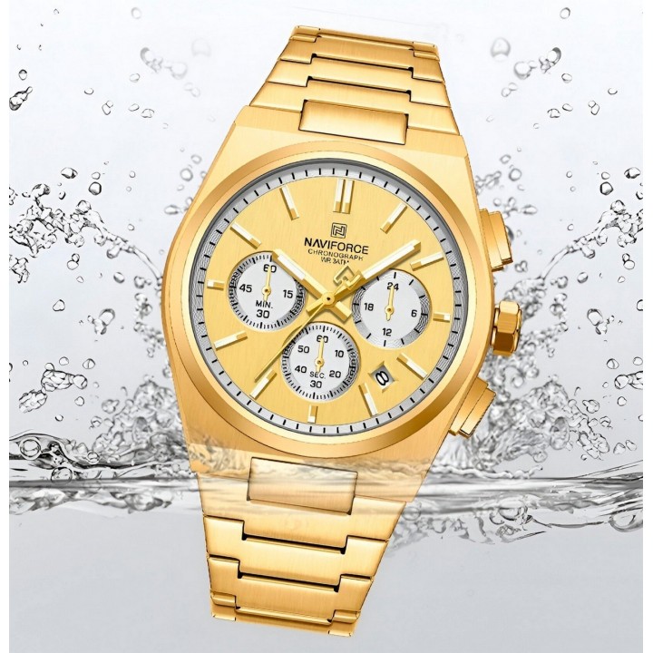 Reloj Naviforce Casual Nf8048g Crono Hombre Acero+ Estuche