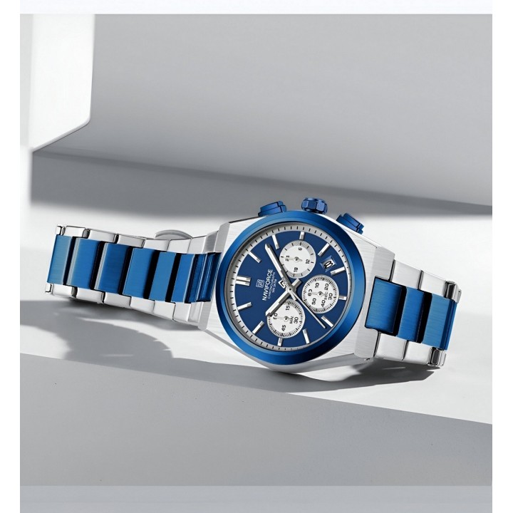 Reloj Naviforce Casual Nf8048g Crono Hombre Acero+ Estuche