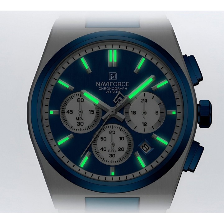 Reloj Naviforce Casual Nf8048g Crono Hombre Acero+ Estuche