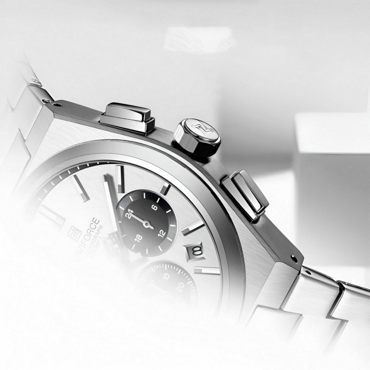 Reloj Naviforce Casual Nf8048g Crono Hombre Acero+ Estuche
