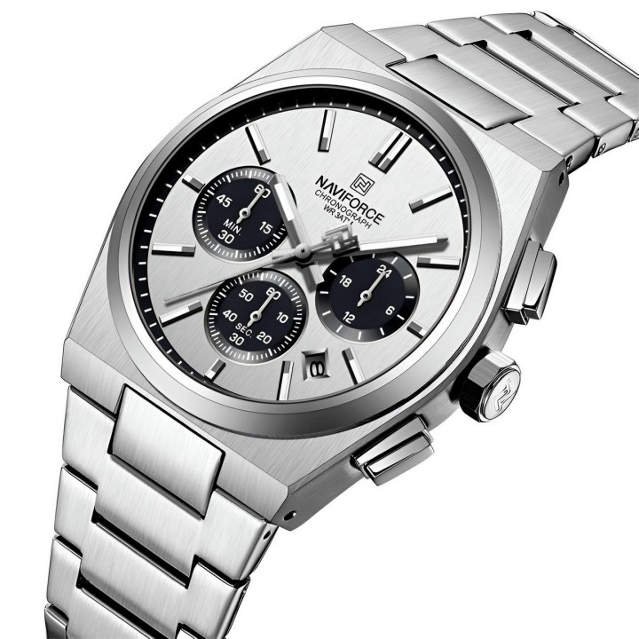 Reloj Naviforce Casual Nf8048g Crono Hombre Acero+ Estuche