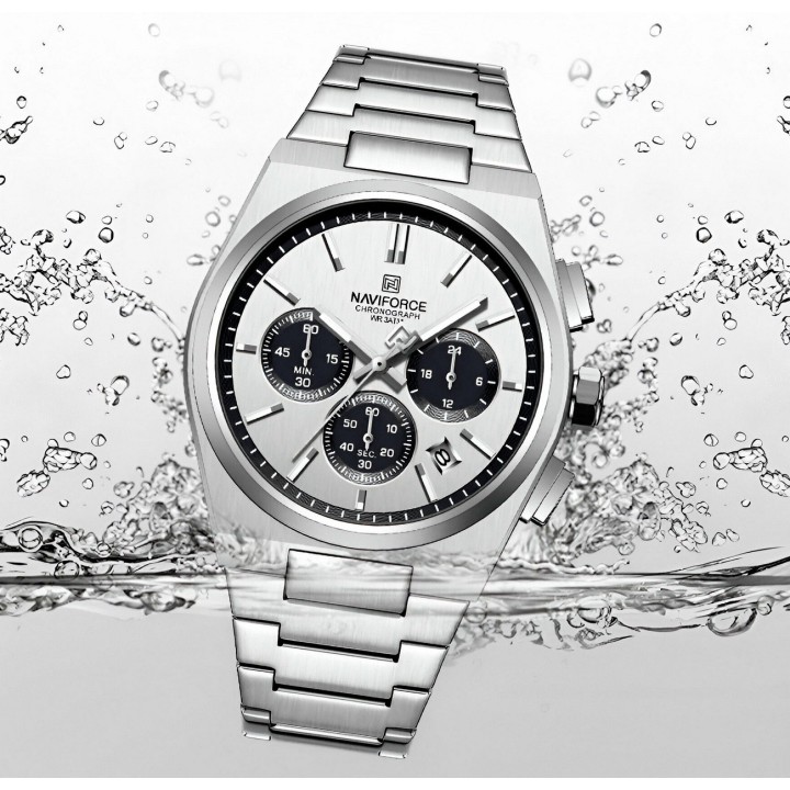 Reloj Naviforce Casual Nf8048g Crono Hombre Acero+ Estuche