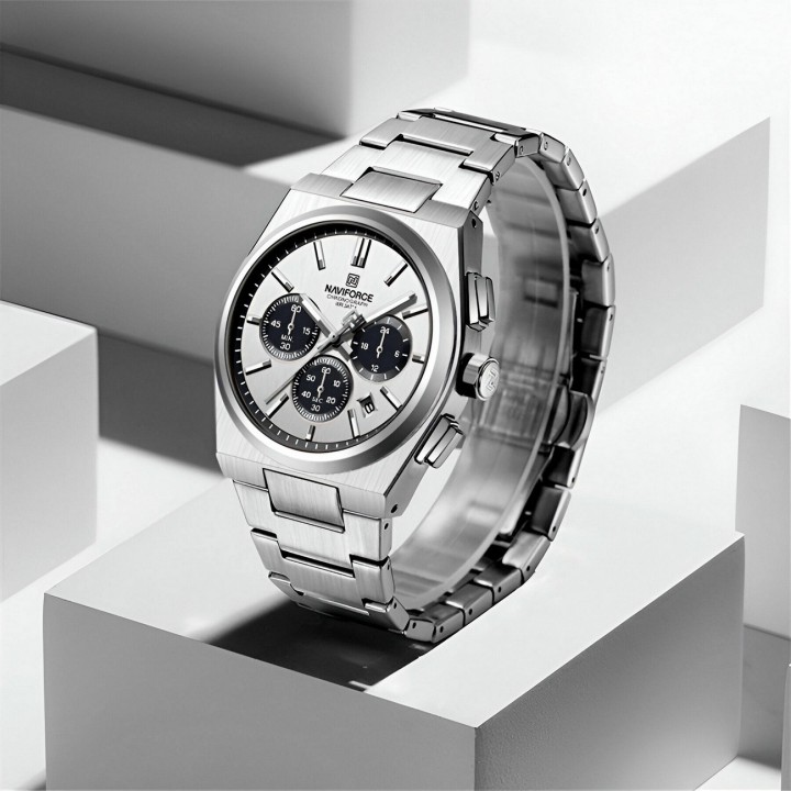 Reloj Naviforce Casual Nf8048g Crono Hombre Acero+ Estuche