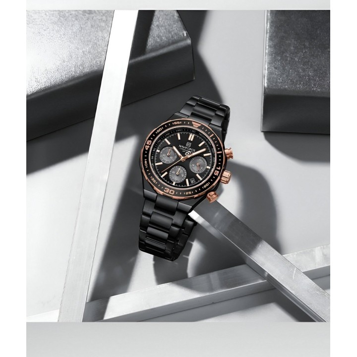 Reloj Naviforce Casual Nf8049 Crono Hombre Acero+ Estuche