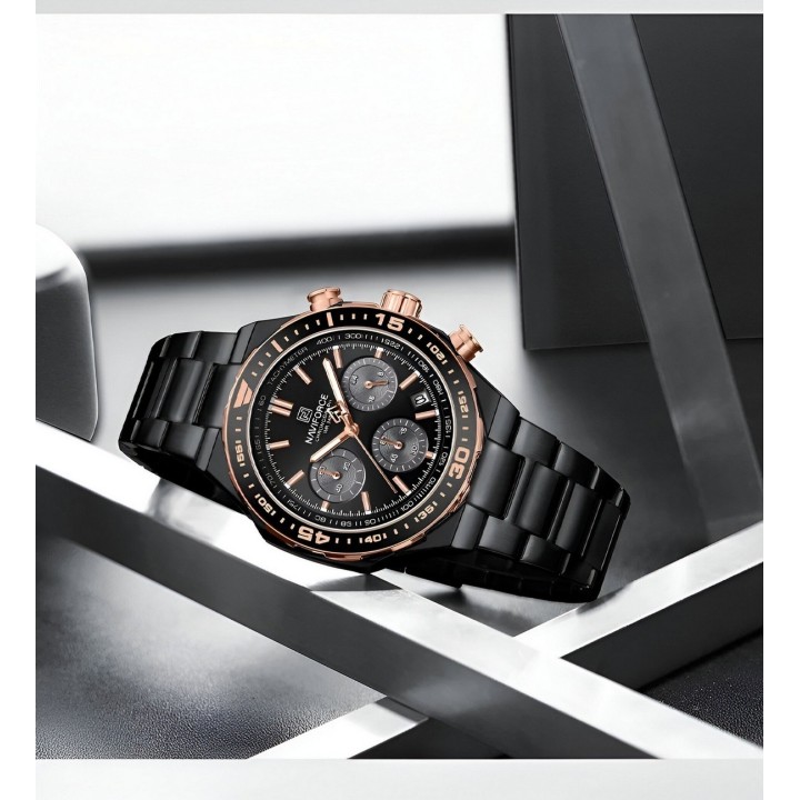 Reloj Naviforce Casual Nf8049 Crono Hombre Acero+ Estuche