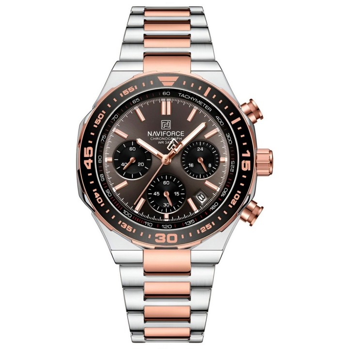 Reloj Naviforce Casual Nf8049 Crono Hombre Acero+ Estuche