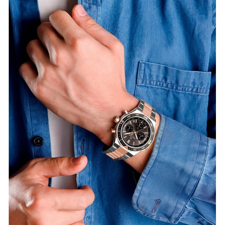 Reloj Naviforce Casual Nf8049 Crono Hombre Acero+ Estuche