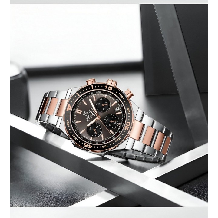 Reloj Naviforce Casual Nf8049 Crono Hombre Acero+ Estuche