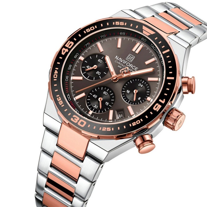 Reloj Naviforce Casual Nf8049 Crono Hombre Acero+ Estuche