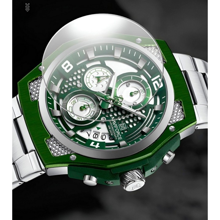 Reloj Naviforce Casual Nf8051s Crono Hombre Acero+ Estuche