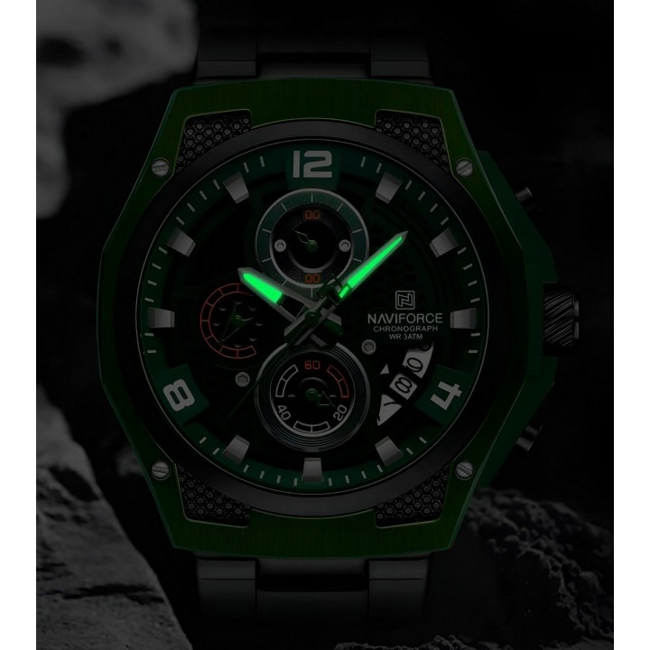 Reloj Naviforce Casual Nf8051s Crono Hombre Acero+ Estuche