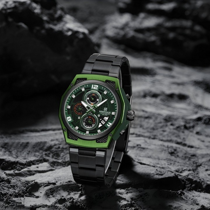 Reloj Naviforce Casual Nf8051s Crono Hombre Acero+ Estuche