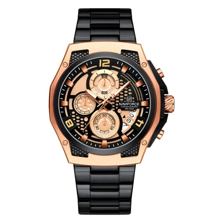 Reloj Naviforce Casual Nf8051s Crono Hombre Acero+ Estuche