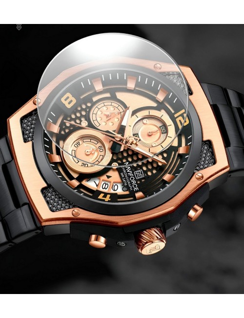 Reloj Naviforce Casual Nf8051s Crono Hombre Acero+ Estuche