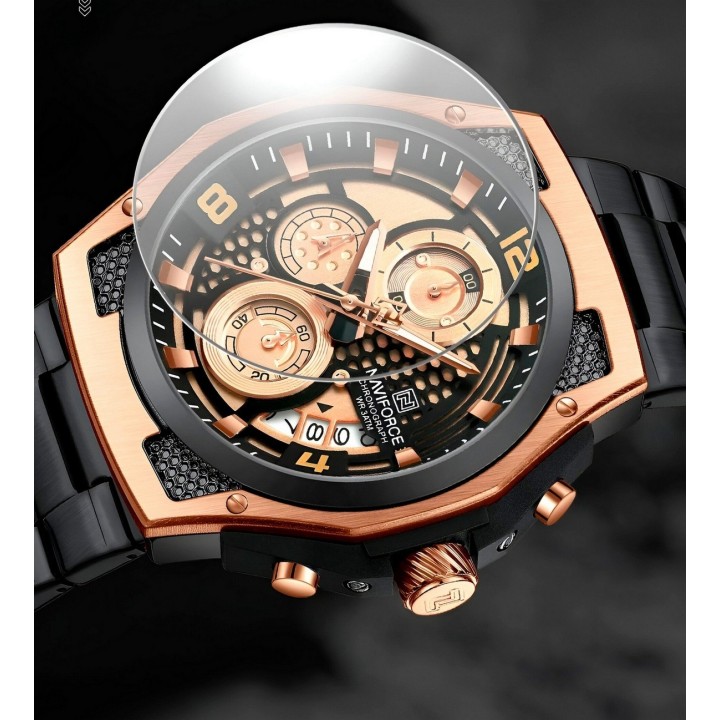 Reloj Naviforce Casual Nf8051s Crono Hombre Acero+ Estuche