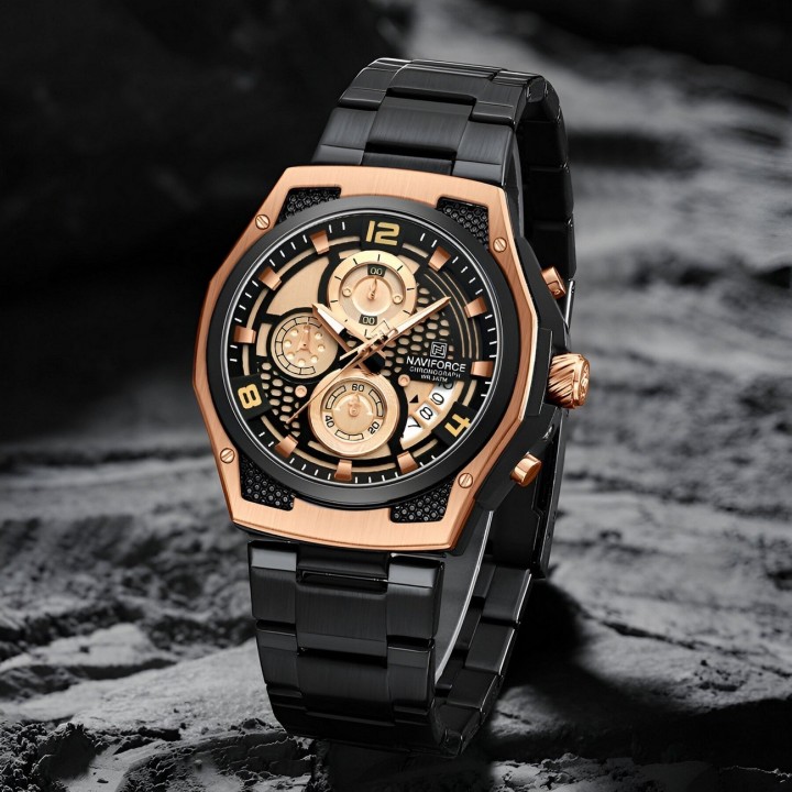 Reloj Naviforce Casual Nf8051s Crono Hombre Acero+ Estuche