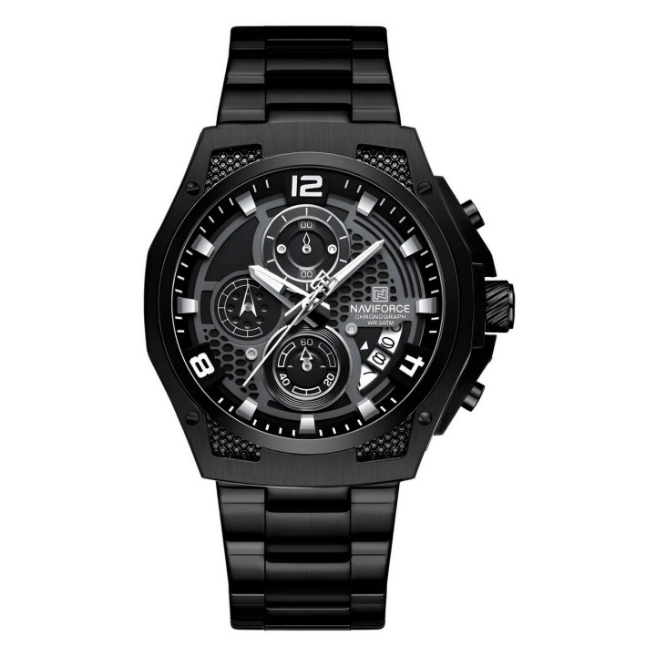 Reloj Naviforce Casual Nf8051s Crono Hombre Acero+ Estuche