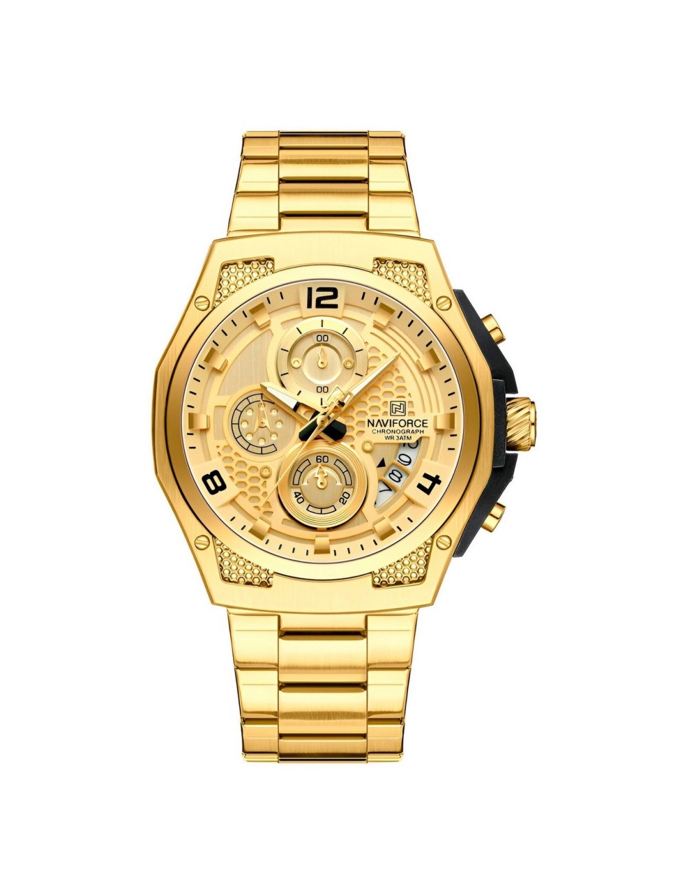 Reloj Naviforce Casual Nf8051s Crono Hombre Acero+ Estuche