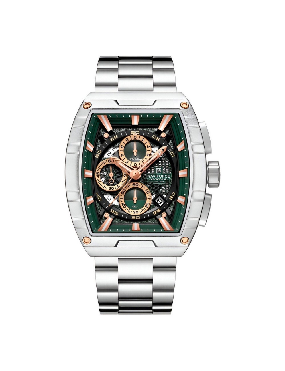Reloj Naviforce Casual Nf8066 Crono Hombre Acero+ Estuche