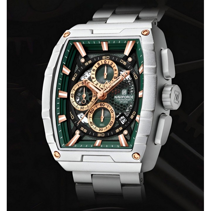 Reloj Naviforce Casual Nf8066 Crono Hombre Acero+ Estuche