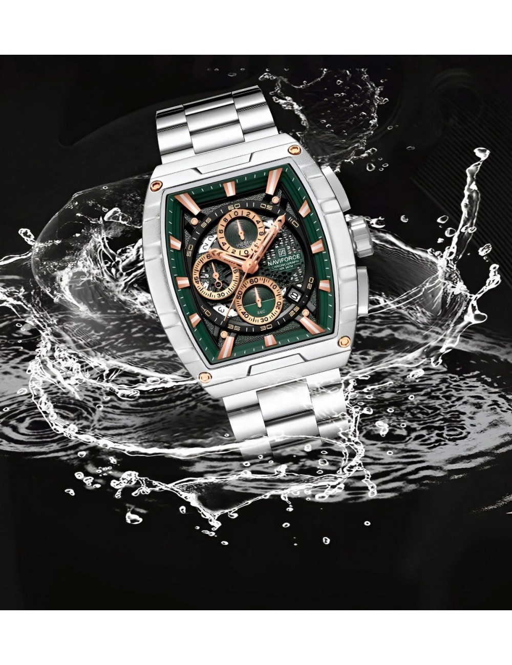 Reloj Naviforce Casual Nf8066 Crono Hombre Acero+ Estuche