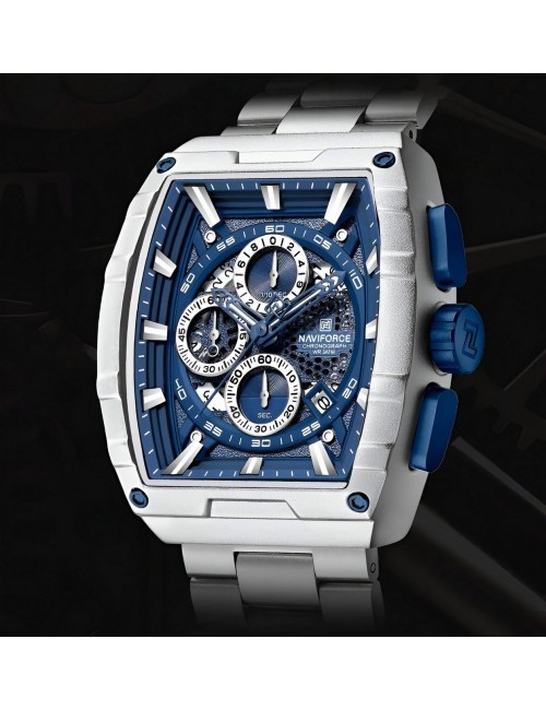 Reloj Naviforce Casual Nf8066 Crono Hombre Acero+ Estuche