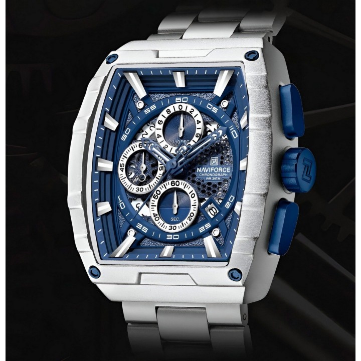 Reloj Naviforce Casual Nf8066 Crono Hombre Acero+ Estuche