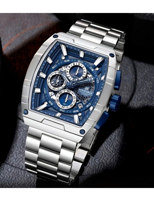 Reloj Naviforce Casual Nf8066 Crono Hombre Acero+ Estuche