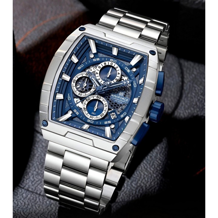 Reloj Naviforce Casual Nf8066 Crono Hombre Acero+ Estuche